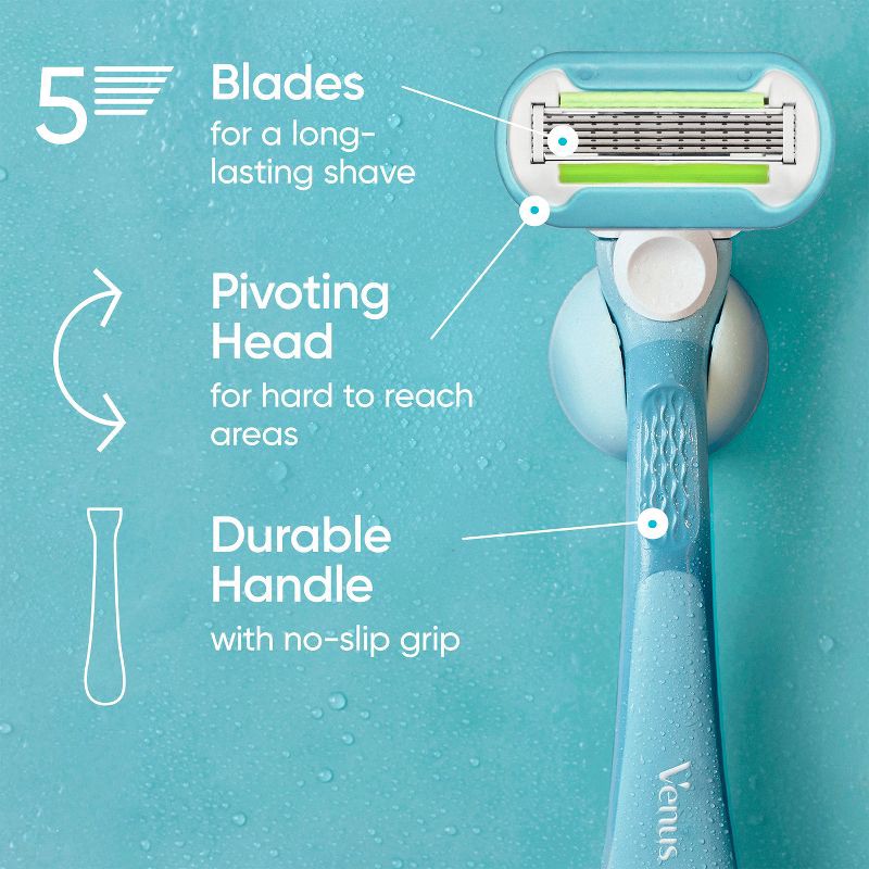 slide 3 of 11, Venus Extra Smooth Women's Razor Handle, 2 Razor Blade Refills and Shower Handle, 1 ct