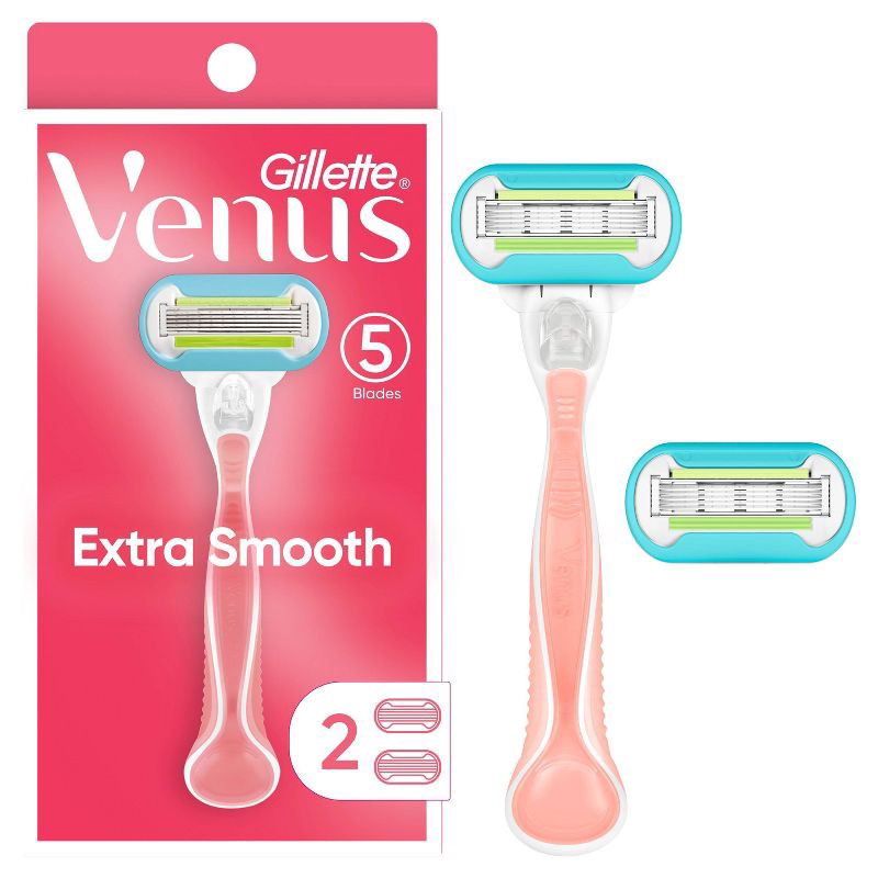 slide 1 of 9, Venus Extra Smooth Pink Women's Razor + 2 Razor Blade Refills, 1 ct