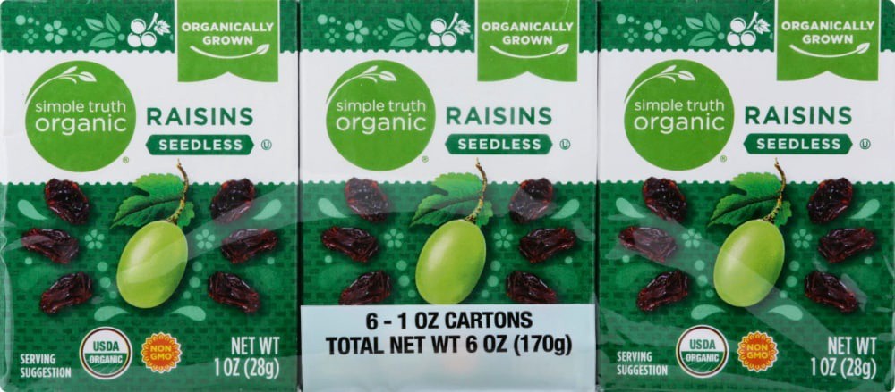 slide 2 of 4, Simple Truth Organic Seedless Raisins - 6 ct; 1 oz, 6 ct; 1 oz