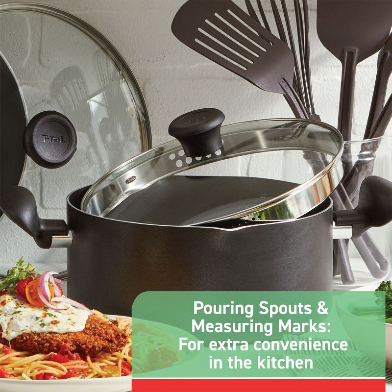 slide 5 of 10, T-fal 5qt Saute Pan with Lid Simply Cook Nonstick Cookware Black, 5 qt