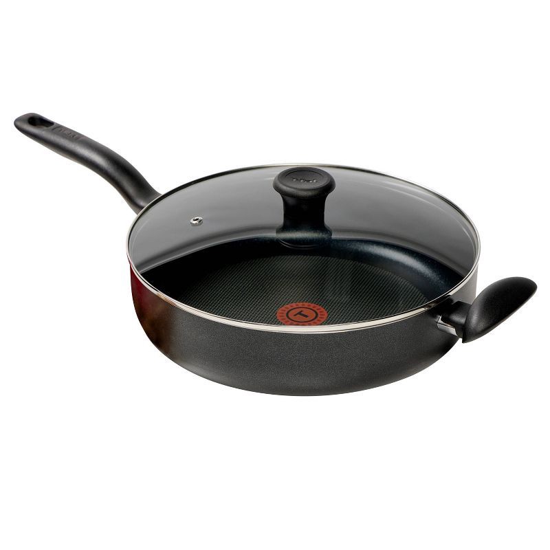 slide 1 of 10, T-Fal Simply Cook 5qt Nonstick Saute Pan with Lid Black, 5 qt