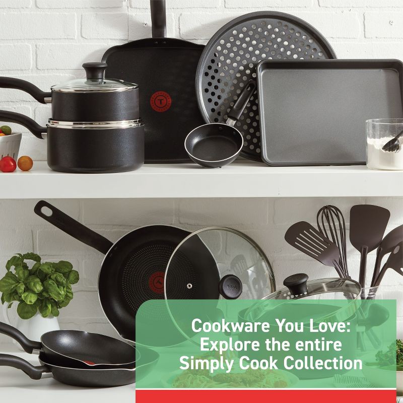 slide 9 of 10, T-fal 5qt Saute Pan with Lid Simply Cook Nonstick Cookware Black, 5 qt
