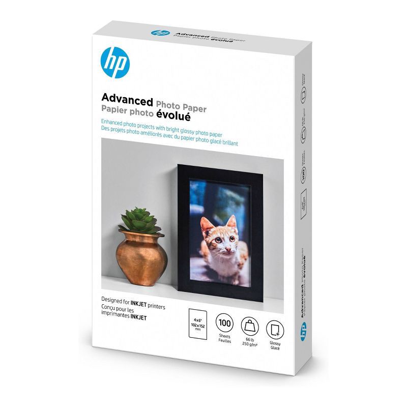 slide 2 of 3, HP Inc. HP 4x6 100ct Advanced Glossy Photo Paper - Q6638A, 100 ct