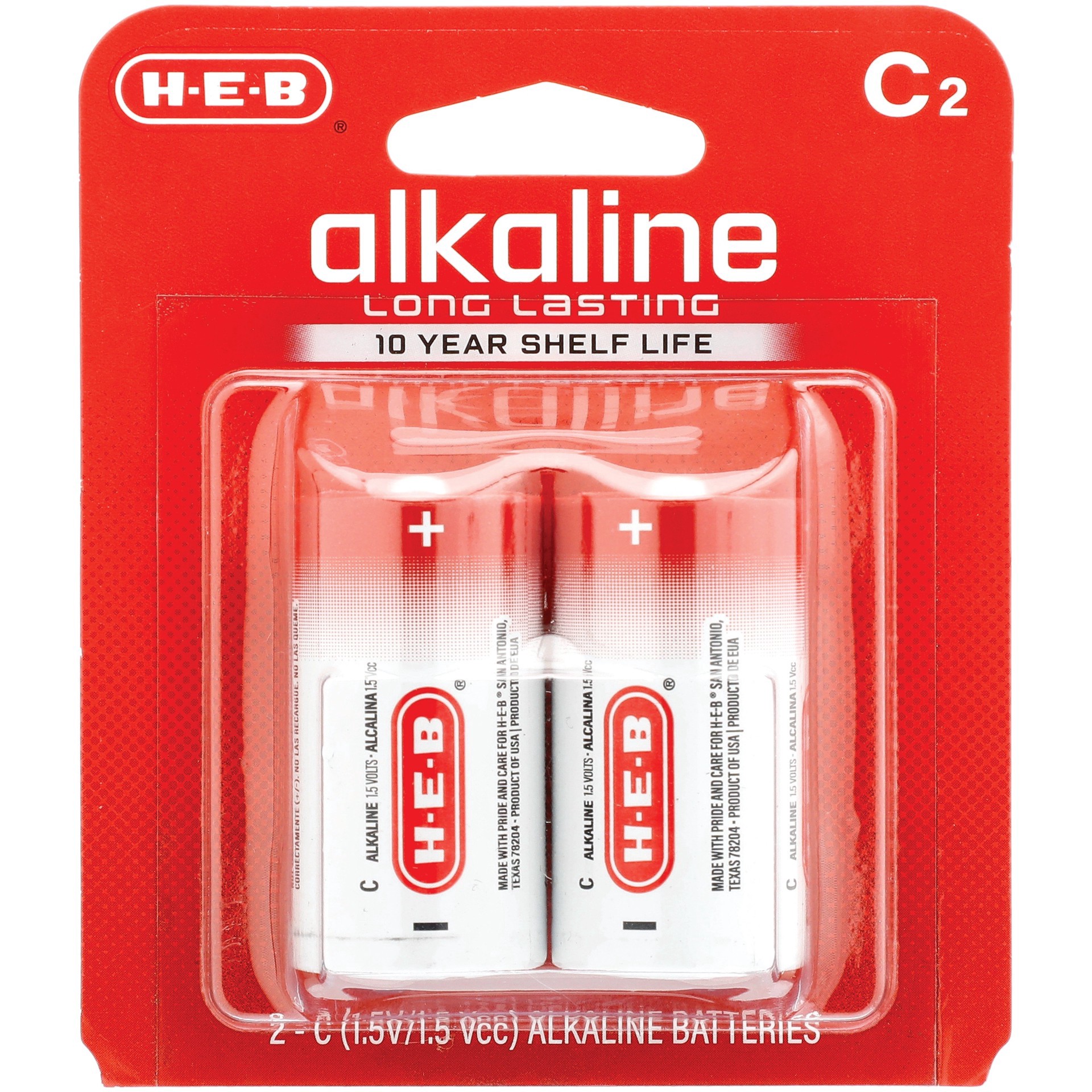 slide 1 of 1, H-E-B Alkaline C Batteries, 2 ct