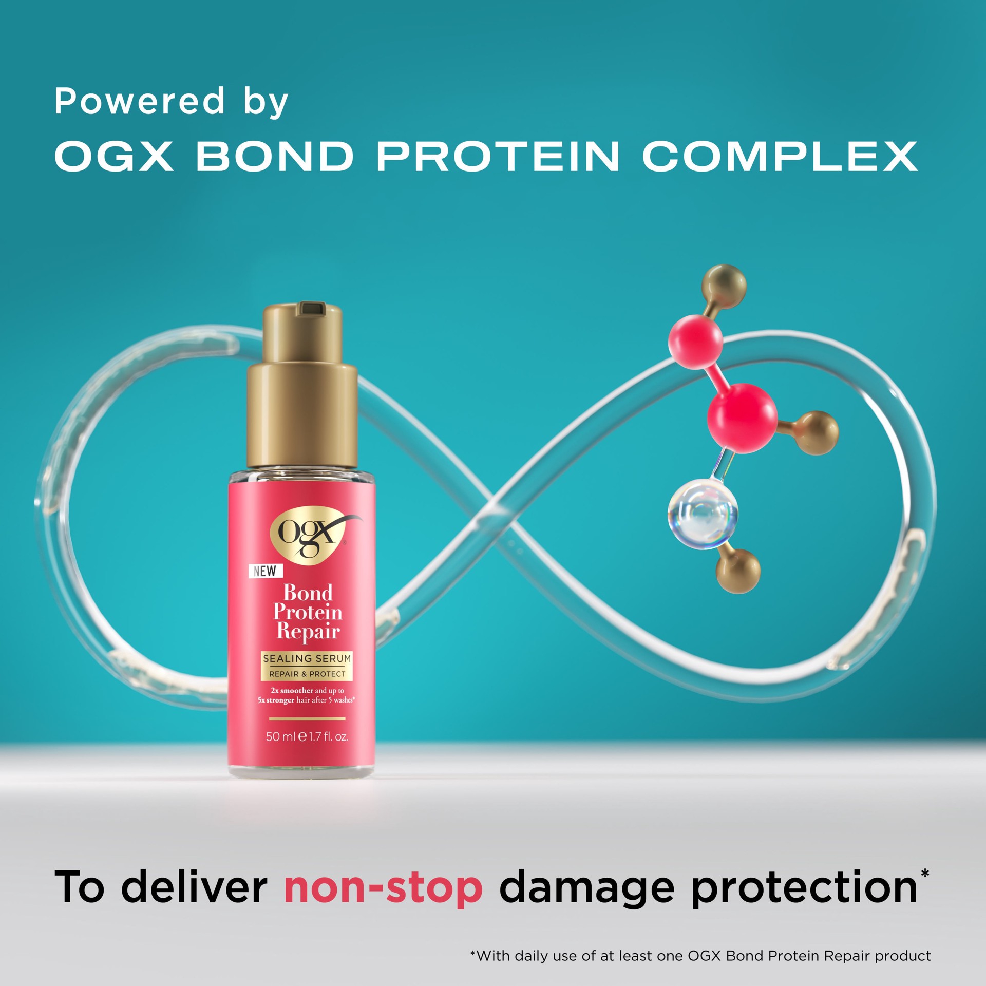 slide 6 of 9, OGX Repair & Protect Bond Protein Repair Sealing Serum, 1.7 fl. oz, 1.7 fl oz