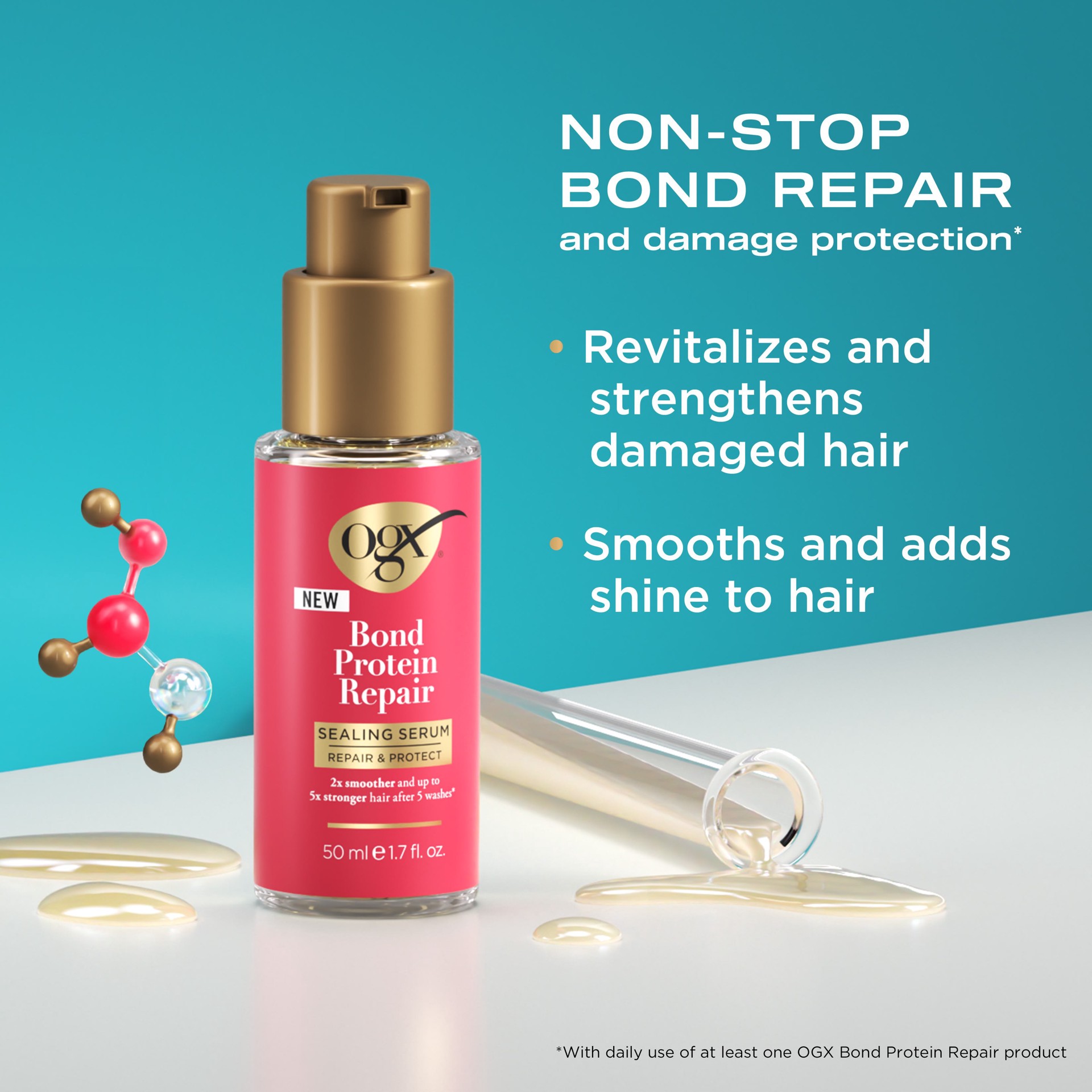 slide 9 of 9, OGX Repair & Protect Bond Protein Repair Sealing Serum, 1.7 fl. oz, 1.7 fl oz