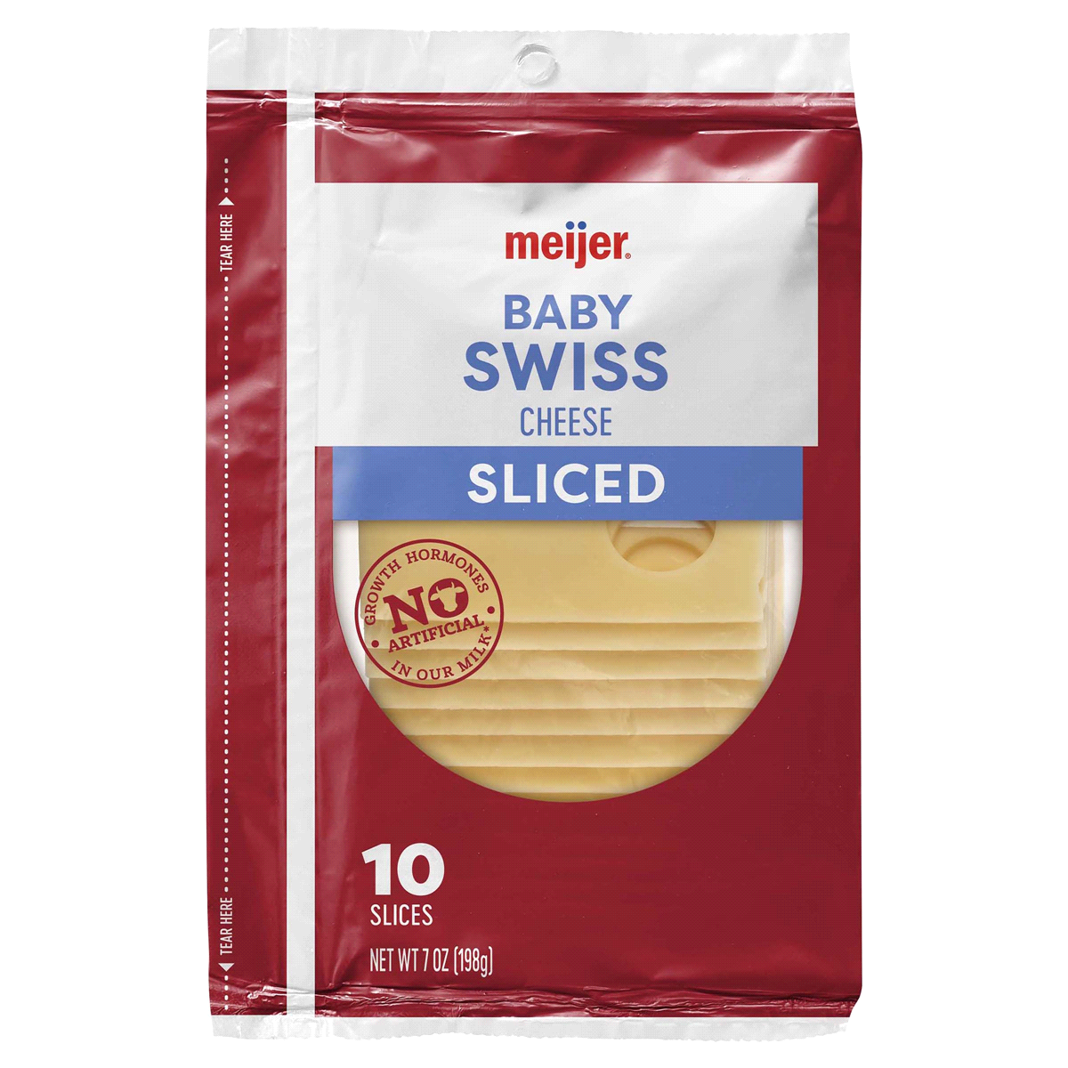 slide 1 of 5, Meijer Sliced Baby Swiss Aged Cheese 10 Slices, 6.67 oz