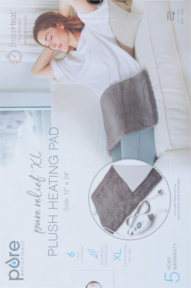 slide 2 of 9, Pure Enrichment Pure Relief Plush Heating Pad XL 1 ea, 1 ct