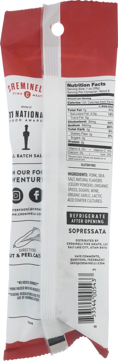 slide 6 of 11, Creminelli Garlic & Wine Sopressata Italian Salami, 5.5 oz