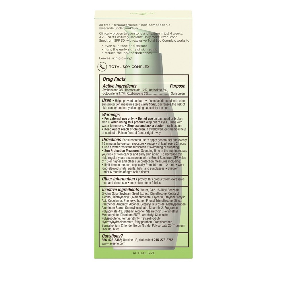 slide 11 of 12, Aveeno Positively Radiant Daily Moisturizer with Soy - 2.5 fl oz - SPF 30, 2.5 fl oz