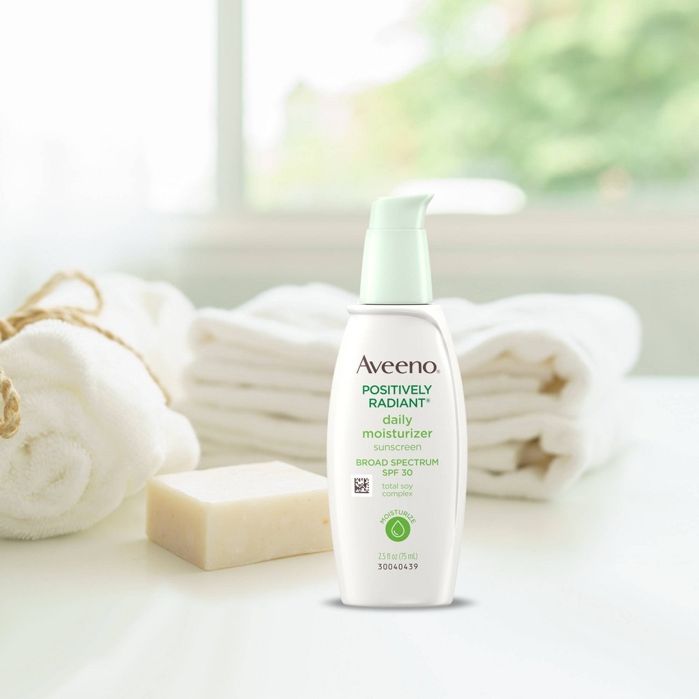 slide 12 of 12, Aveeno Positively Radiant Daily Moisturizer with Soy - 2.5 fl oz - SPF 30, 2.5 fl oz