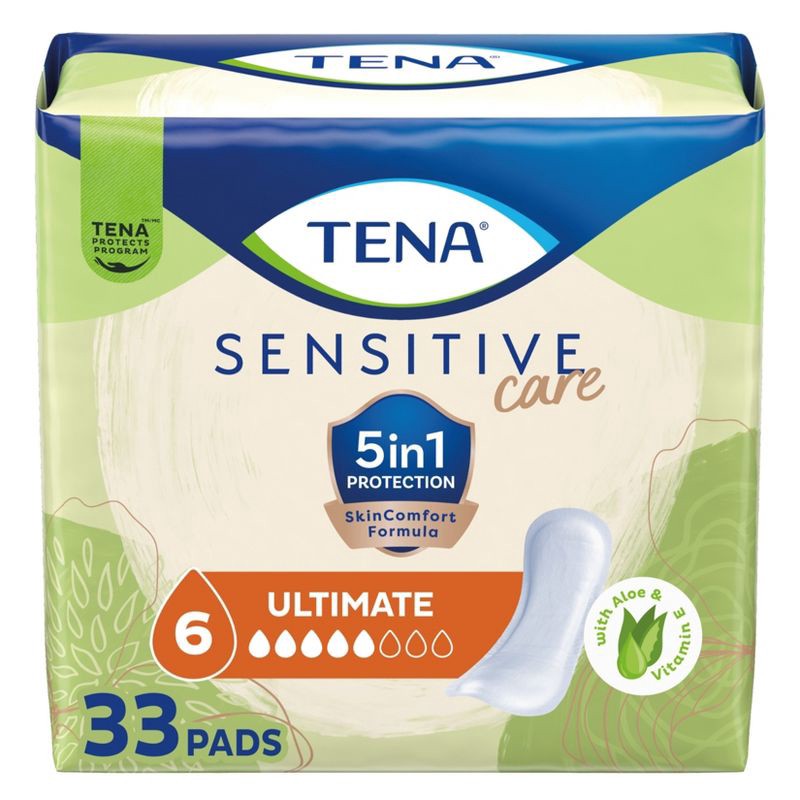 slide 1 of 6, TENA Sensitive Care Incontinence Pads for Women - Ultimate Absorbency - 33ct, 33 ct