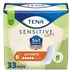 TENA Sensitive Care Incontinence Pads for Women - Ultimate Absorbency - 33ct