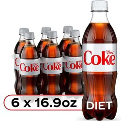 Diet Coke Diet Soda Soft Drinks Bottles Pack - 6-16.9 Fl. Oz.