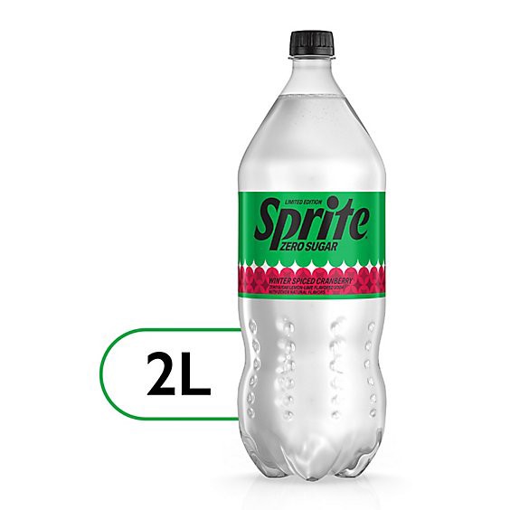 slide 1 of 3, Sprite Winter Spiced Zero Sugar Cranberry Lemon-Lime Soft Drink Bottle - 2 Liter, 67.6 fl oz