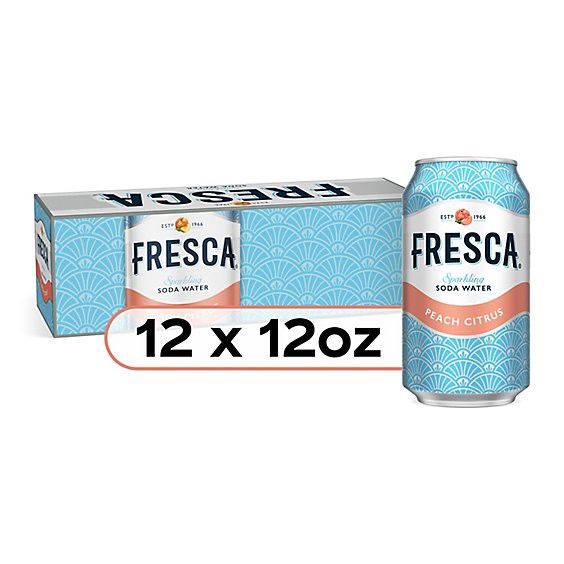 slide 1 of 3, Fresca Soda Flavored Sparkling Sugar Free Zero Calorie Peach Citrus - 12 - 12 Fl. Oz., 12 ct; 12 fl oz