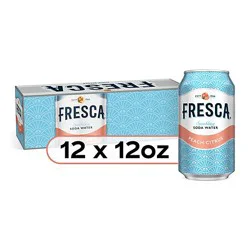 Fresca Soda Flavored Sparkling Sugar Free Zero Calorie Peach Citrus - 12-12 Fl. Oz.