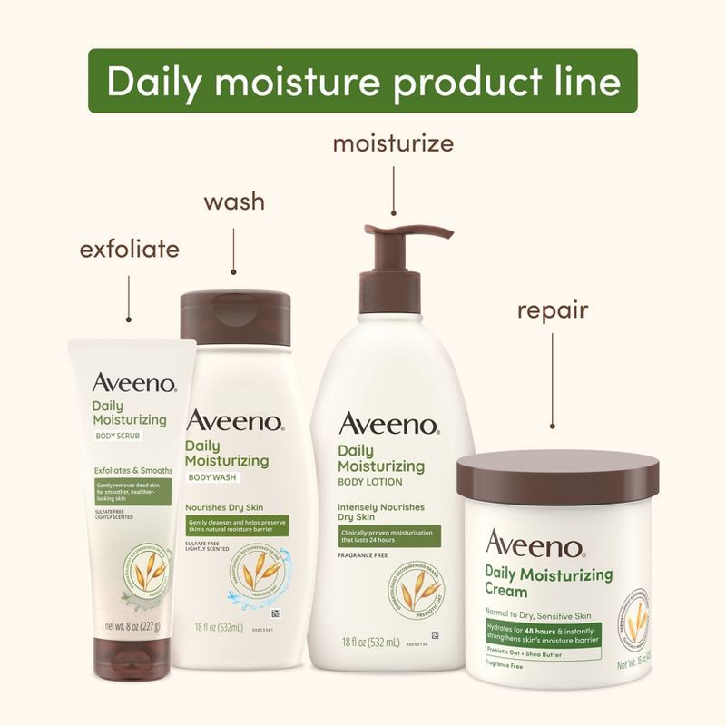 slide 7 of 10, Aveeno Daily Moisturizing Lotion For Dry Skin, Fragrance-Free, 18oz, 18 oz