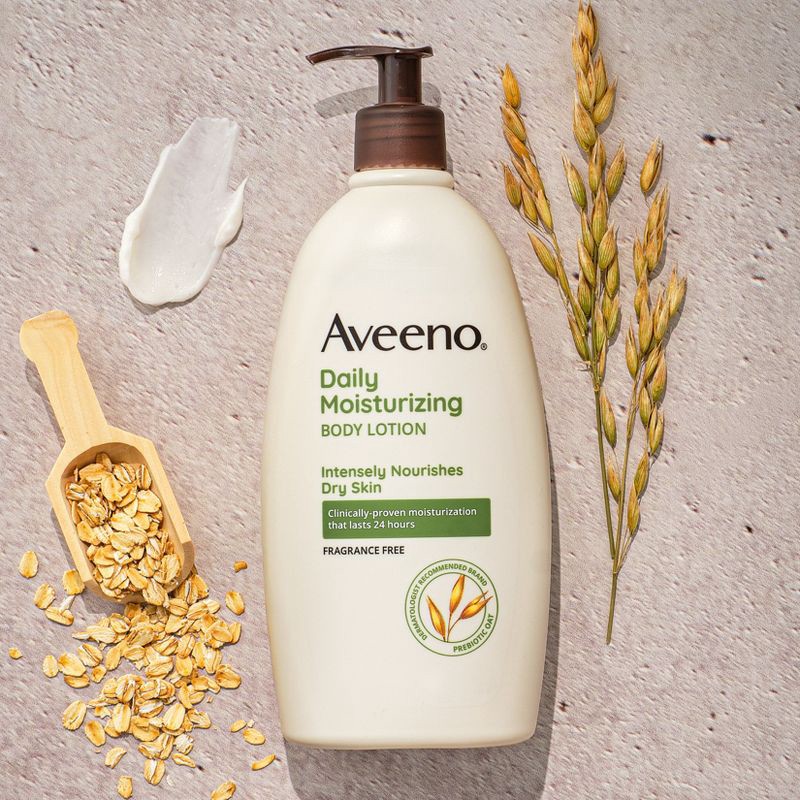 slide 8 of 10, Aveeno Daily Moisturizing Lotion For Dry Skin, Fragrance-Free, 18oz, 18 oz