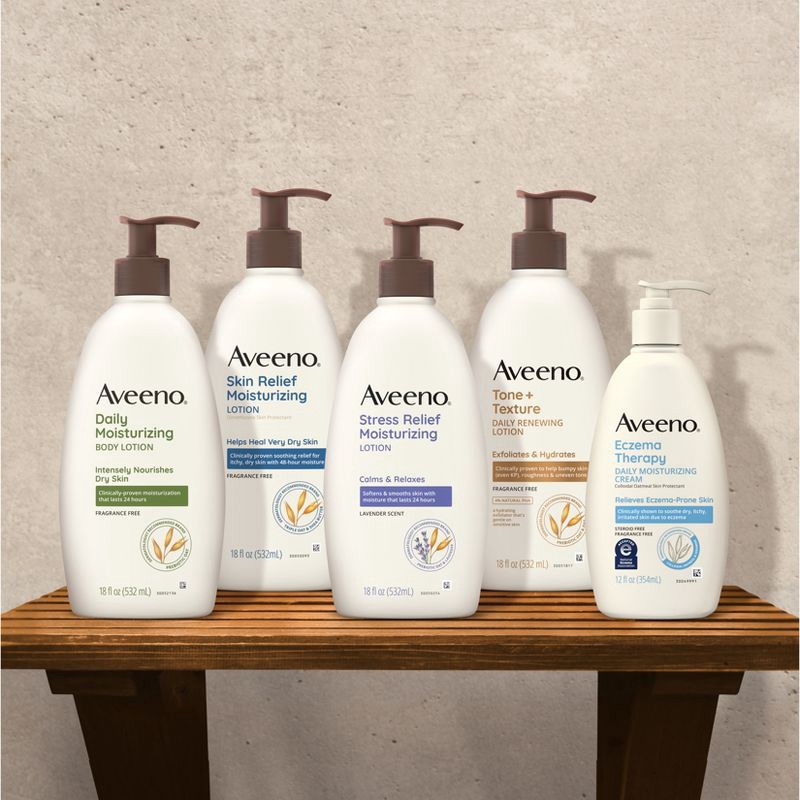 slide 9 of 10, Aveeno Daily Moisturizing Lotion For Dry Skin, Fragrance-Free, 18oz, 18 oz