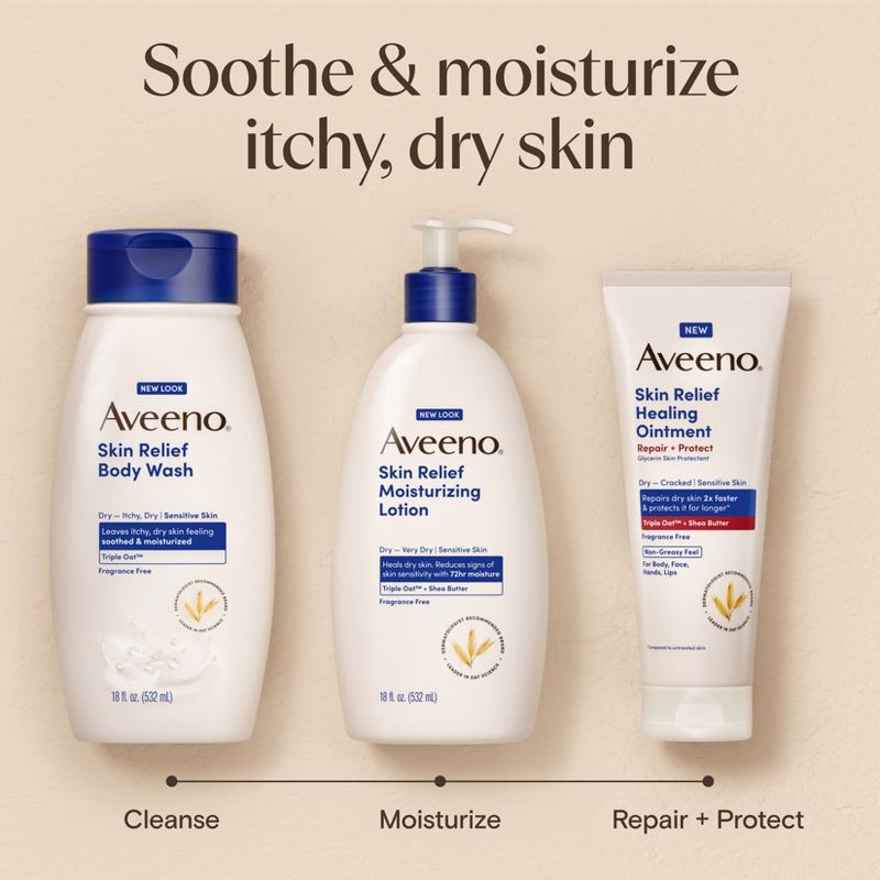 slide 6 of 8, Aveeno Skin Relief Moisturizing Lotion, Fragrance-Free, 18oz, 18 oz