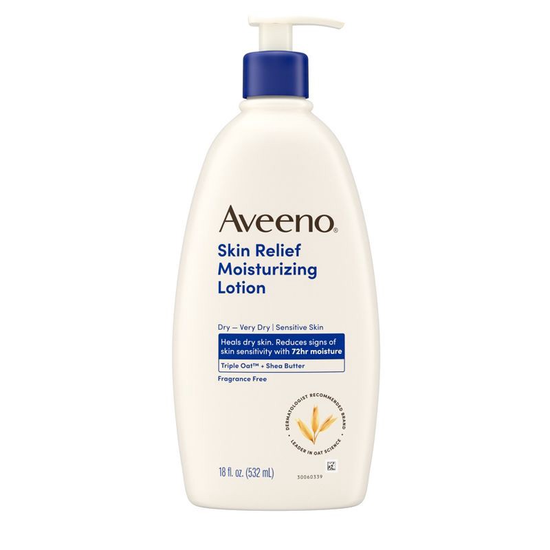 slide 7 of 8, Aveeno Skin Relief Moisturizing Lotion, Fragrance-Free, 18oz, 18 oz