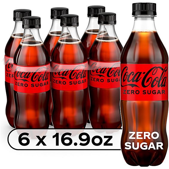 slide 1 of 3, Coca-Cola Zero Sugar Soda Bottles - 6-16.9 Fl. Oz., 6 ct; 16.9 fl oz