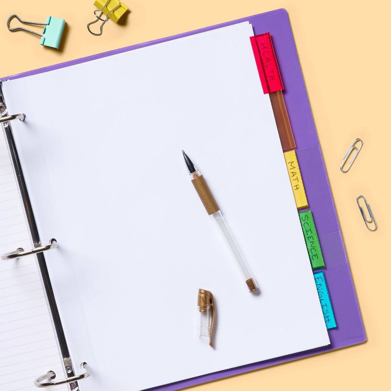 slide 2 of 3, 5ct Letter Index Dividers - up&up™: 3 Hole Punched Binder Accessories, White, 11" x 8.52", 5 ct