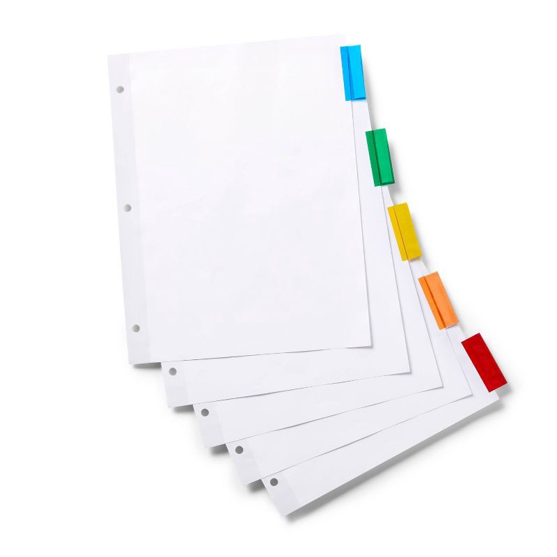 slide 3 of 3, 5ct Letter Index Dividers - up&up™: 3 Hole Punched Binder Accessories, White, 11" x 8.52", 5 ct