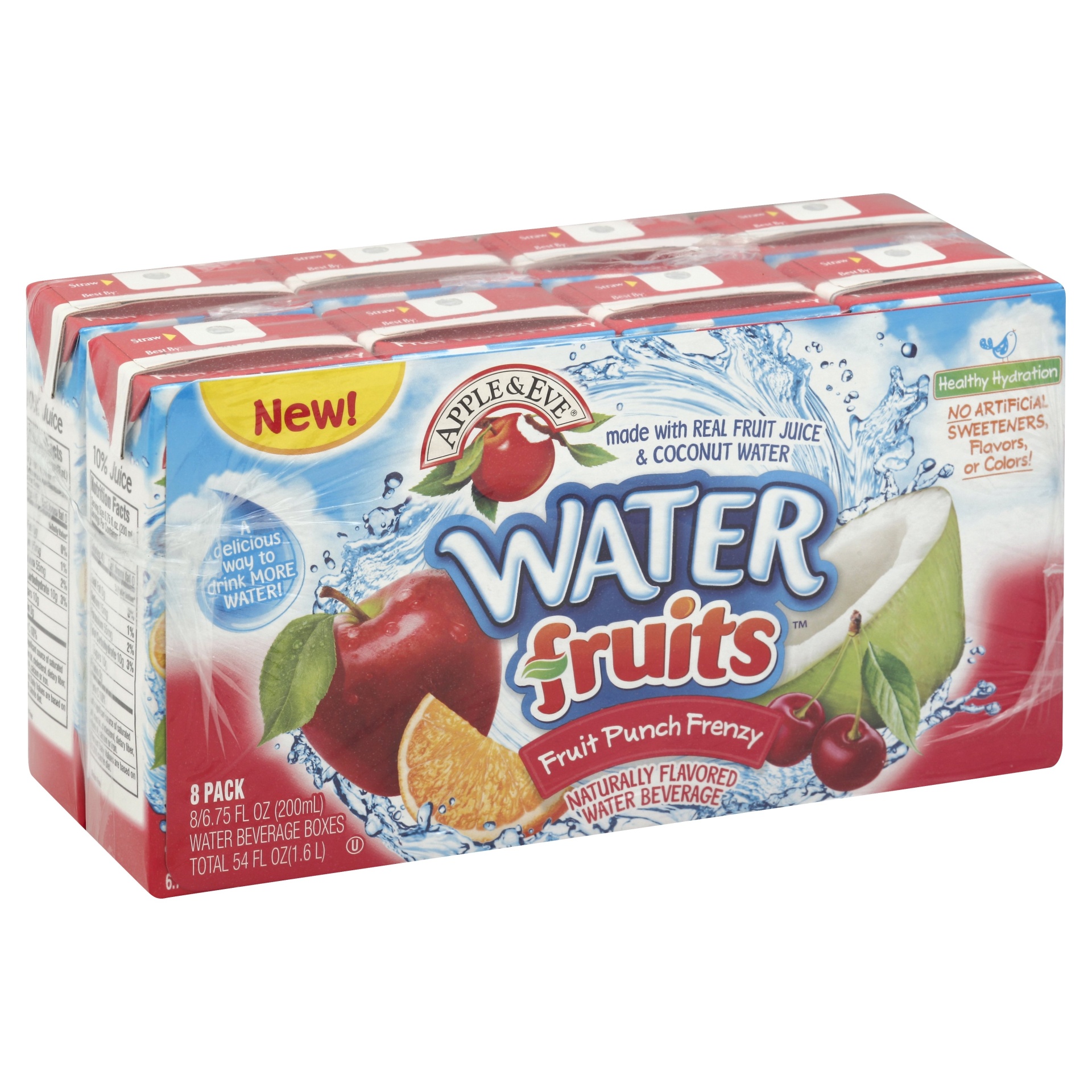 slide 1 of 1, Apple & Eve Water Fruits Naturally Flavored Water Beverage Fruit Punch Frenzy, 8 ct