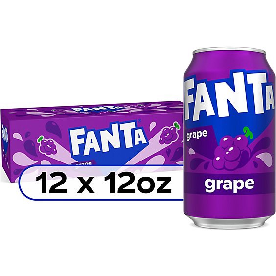 slide 1 of 1, Fanta Soda Pop Grape Fruit Flavored 12 Count - 12 Fl. Oz., 12 ct; 12 fl oz