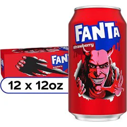 Fanta Soda Pop Strawberry Flavored - 12-12 Fl. Oz.