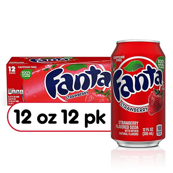 slide 1 of 3, Fanta Soda Pop Strawberry Flavored - 12-12 Fl. Oz., 12 ct; 12 fl oz