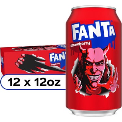 slide 1 of 3, Fanta Soda Pop Strawberry Flavored - 12-12 Fl. Oz., 144 fl oz