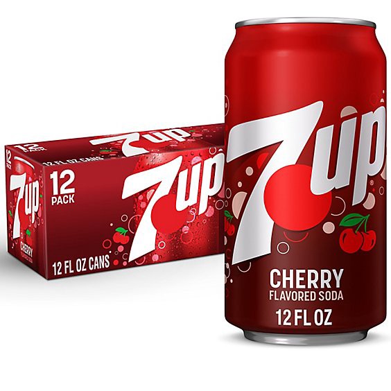 slide 1 of 7, 7up Cherry Flavored Soda In Can - 12-12 Fl. Oz., 12 ct; 12 fl oz