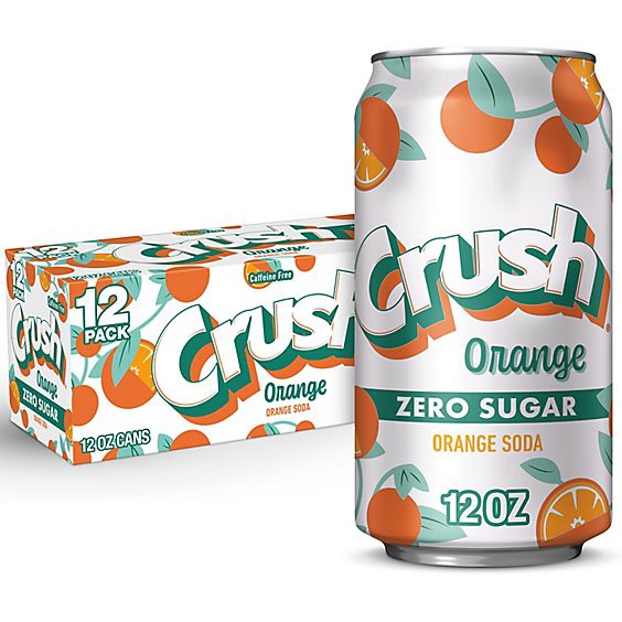 slide 1 of 1, Crush Zero Sugar Orange Soda In Cans - 12-12 Fl. Oz., 144 fl oz