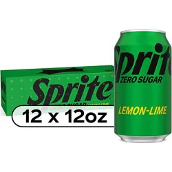 Sprite Zero Sugar Lemon Lime Diet Soda Pop Soft Drink Pack - 12-12 Fl. Oz.