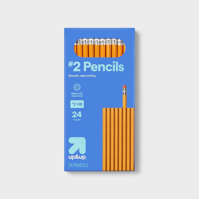 slide 1 of 3, #2 Wood Pencils 24ct - up&up™: School Supplies, No. 2 Wooden Drawing Pencils, Erasable, 2.05mm Point, Ages 3+, 24 ct
