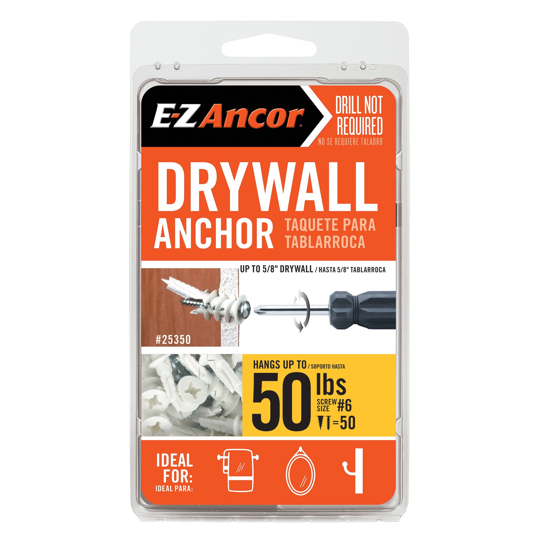 slide 1 of 6, E-Z Ancor 50-lb #6 x 1-1/4-in Self-Drilling Anchors with Screws Included 50 -Pack, 1 ct
