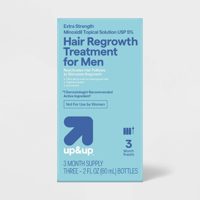 slide 1 of 4, Extra Strength Minoxidil Hair Regrowth Treatment for Men - 2 fl oz each - up&up™, 2 fl oz