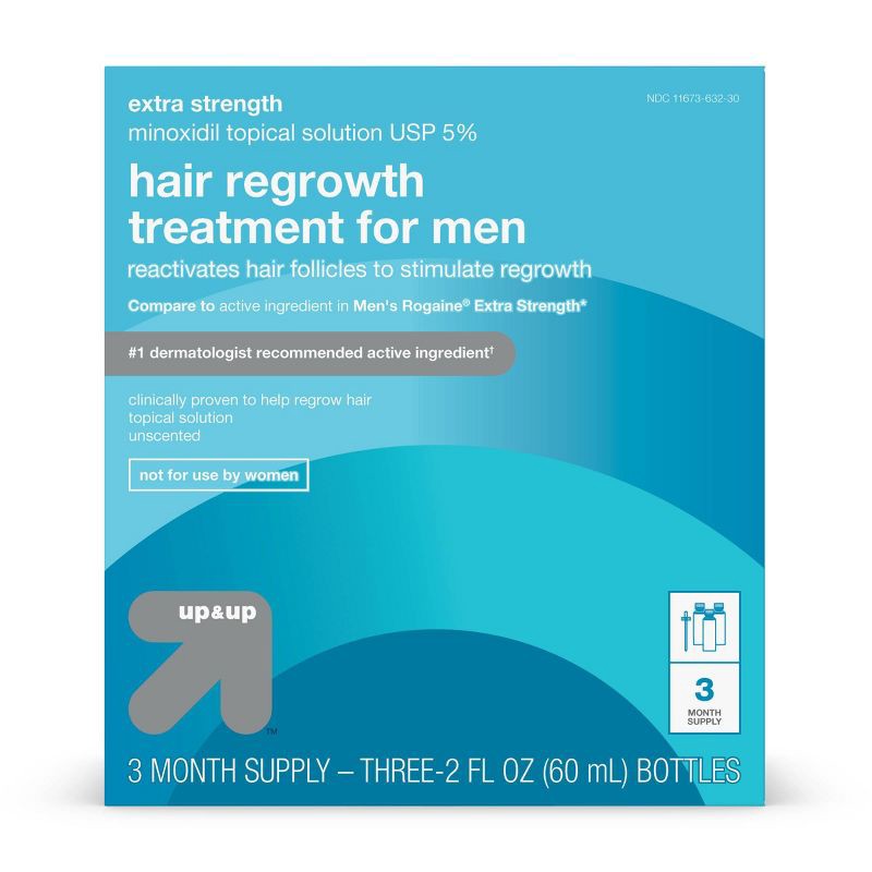 slide 1 of 8, Extra Strength Minoxidil Hair Regrowth Treatment for Men - 2 fl oz each - up & up™, 2 fl oz
