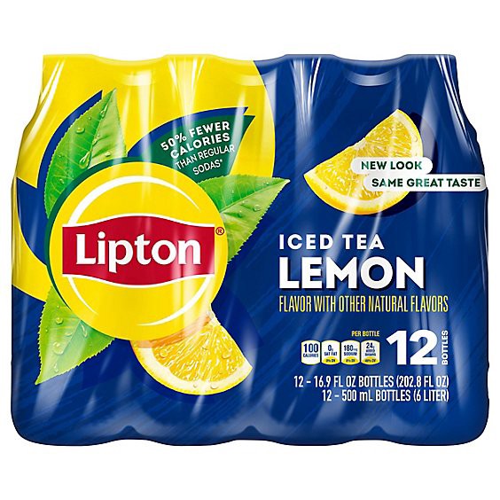 slide 1 of 1, Lipton Iced Tea Lemon - 12-16.9 Fl. Oz., 12 ct; 16.9 fl oz