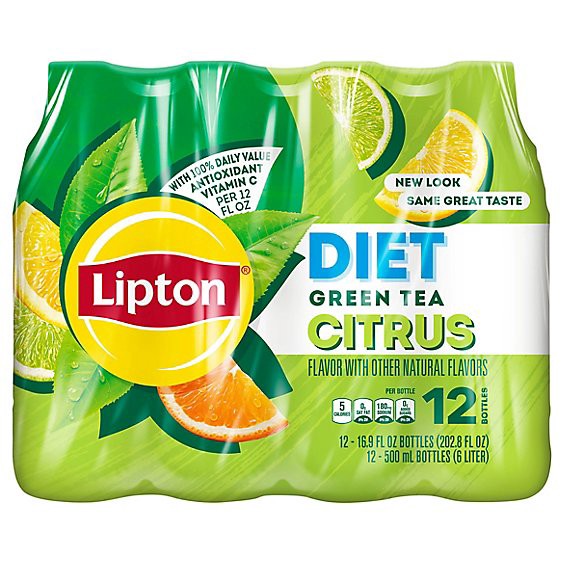 slide 1 of 9, Lipton Green Tea Diet Citrus - 12-16.9 Fl. Oz., 12 ct; 16.9 fl oz