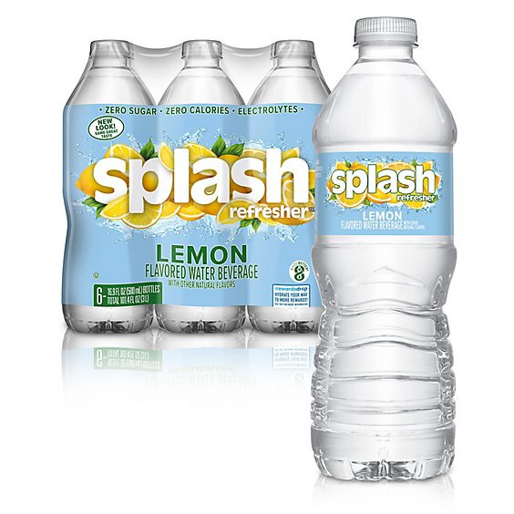 slide 1 of 3, Splash Refresher Lemon Flavored Water - 6-16.9 Fl. Oz., 6 ct; 16.9 fl oz