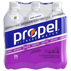 Propel Water Beverage With Electrolytes & Vitamins Grape - 6-16.9 Fl. Oz.
