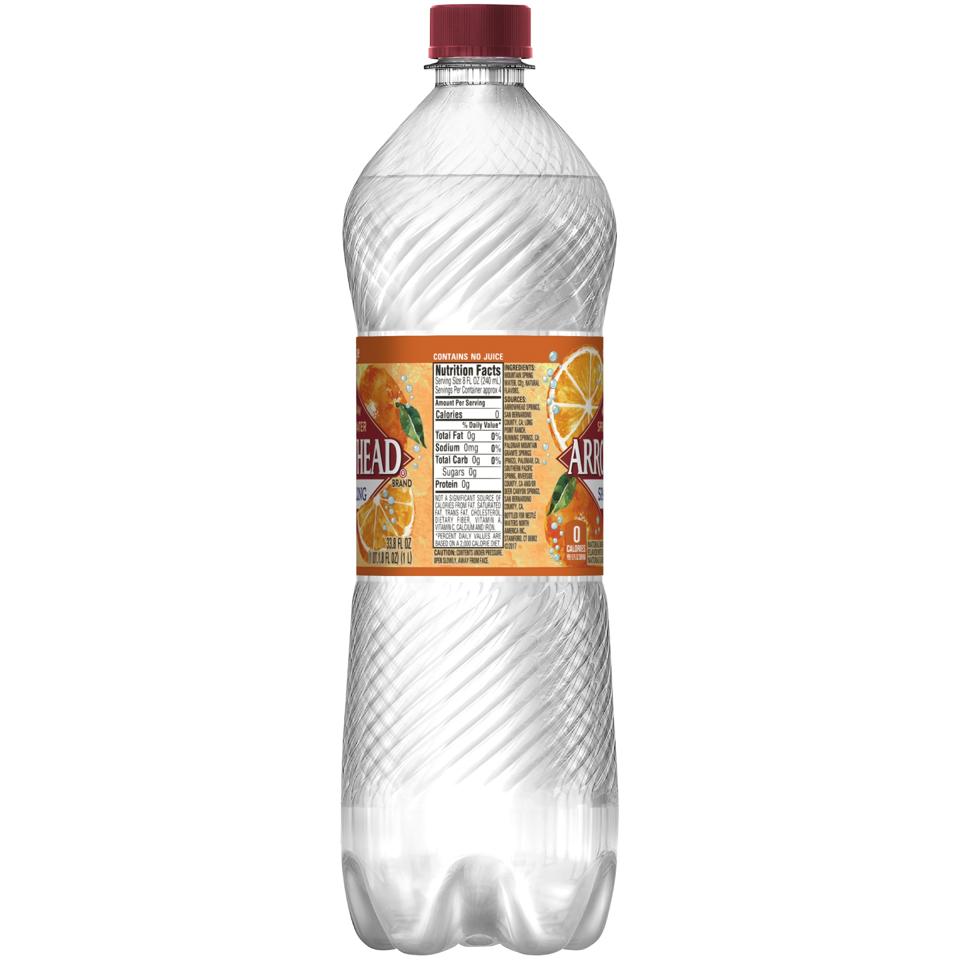 slide 3 of 6, Arrowhead Mandarin Orange Sparkling Mountain Spring Water - 1 liter, 1 liter