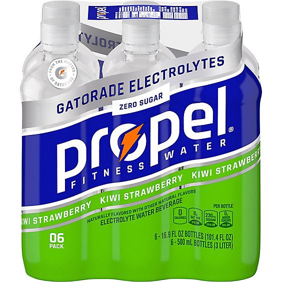 slide 1 of 9, Propel Water Beverage With Electrolytes & Vitamins Kiwi Strawberry - 6-16.9 Fl. Oz., 6 ct; 16.9 fl oz