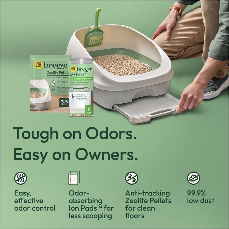 slide 3 of 13, Purina Tidy Cats BREEZE Litter Box System Starter Kit Odor Control Litter Box, Litter Pellets & Pads - 7.8lbs, 7.8 lb