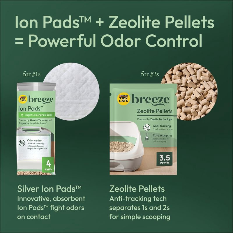slide 4 of 13, Purina Tidy Cats BREEZE Litter Box System Starter Kit Odor Control Litter Box, Litter Pellets & Pads - 7.8lbs, 7.8 lb