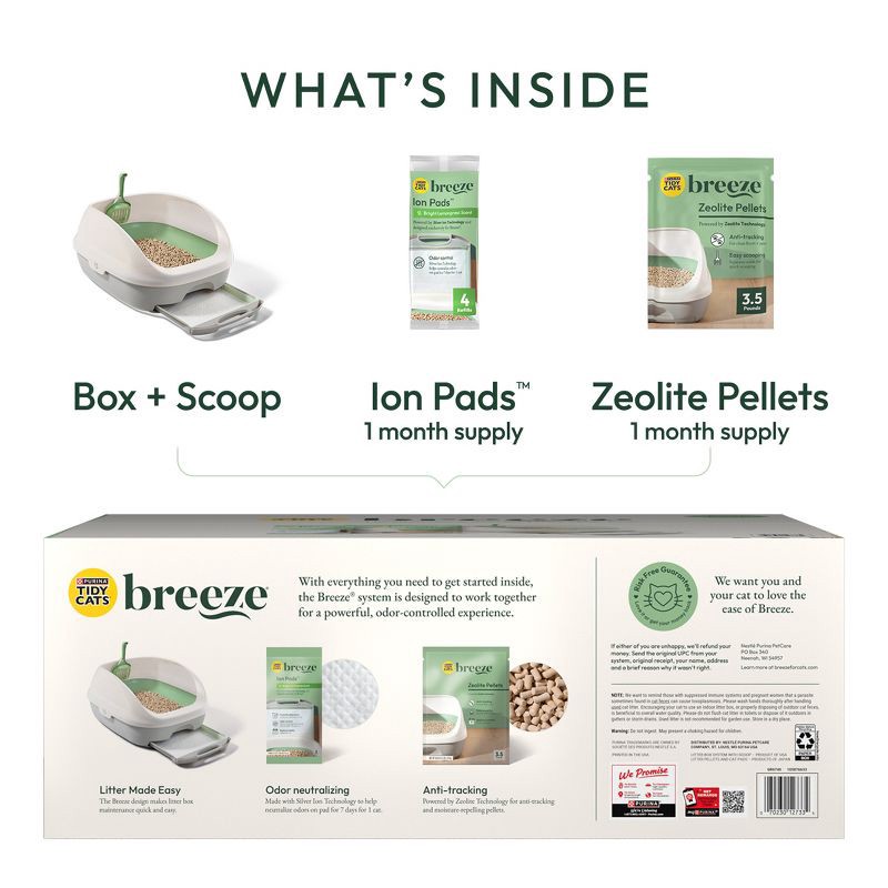 slide 10 of 13, Purina Tidy Cats BREEZE Litter Box System Starter Kit Odor Control Litter Box, Litter Pellets & Pads - 7.8lbs, 7.8 lb